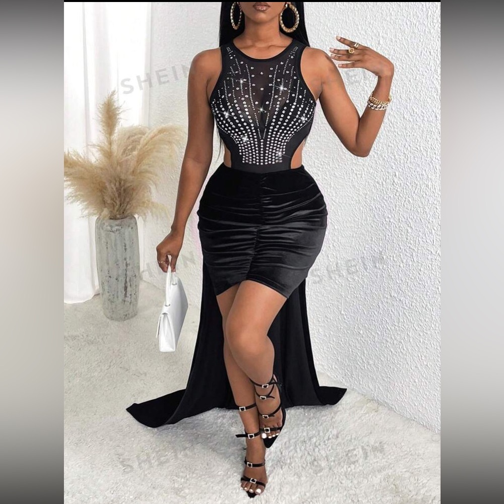 Rhinestone Dress With Tail